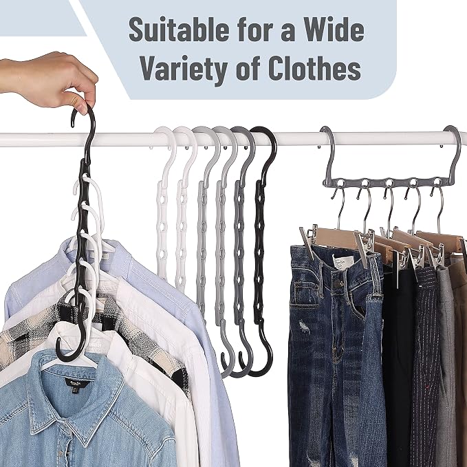 Mr. Pen- Space Saving Hangers, 8 pcs, 360° Rotating Hooks | Magic Cascading Hanger Organizer with 5 Enclosed Slots, Closet Organizers and Storage for Clothes
