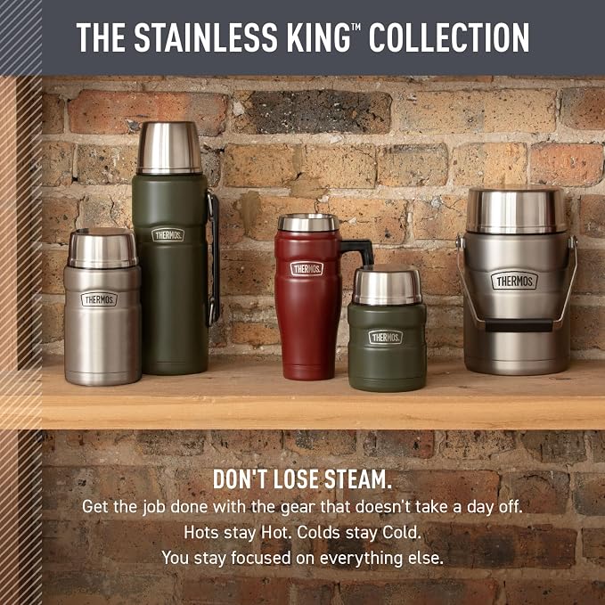 THERMOS Stainless King Vacuum-Insulated Food Jar, 24 Ounce, Matte Red