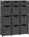 Cube Storage Organizer with 12 Storage Bins Included – Storage Cubes for Home Organization, Toy Storage, Office Storage, Living Room Storage, and General Storage Solution (Dark Grey)