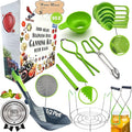 Supa Ant Complete Canning Starter Kit – 10pc Food-Grade Steel Set with XL Ladle, 6 Measuring Cups, Jar Lifter, Wide Mouth Funnel, Canning Rack (7-Jar Capacity) & 90 Labels –Beginner-Friendly, Green