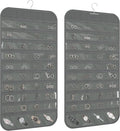 Hanging Jewelry Organizer 80-Pocket Double-Sided Storage, 1-Pack, Gray | Foldable clear PVC 80-pocket storage; swivel hook fits walls, doors & rods to organize earrings, necklaces, bracelets & rings