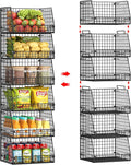 Jakyitvi 6 Pack Stackable Wire Baskets for Pantry,6 Pank Metal Pantry Organizer Storage Bins for Kitchen Snack, Fruit, Potato, Onion & Vegetable Storage, Wire Baskets for Pantry Organization