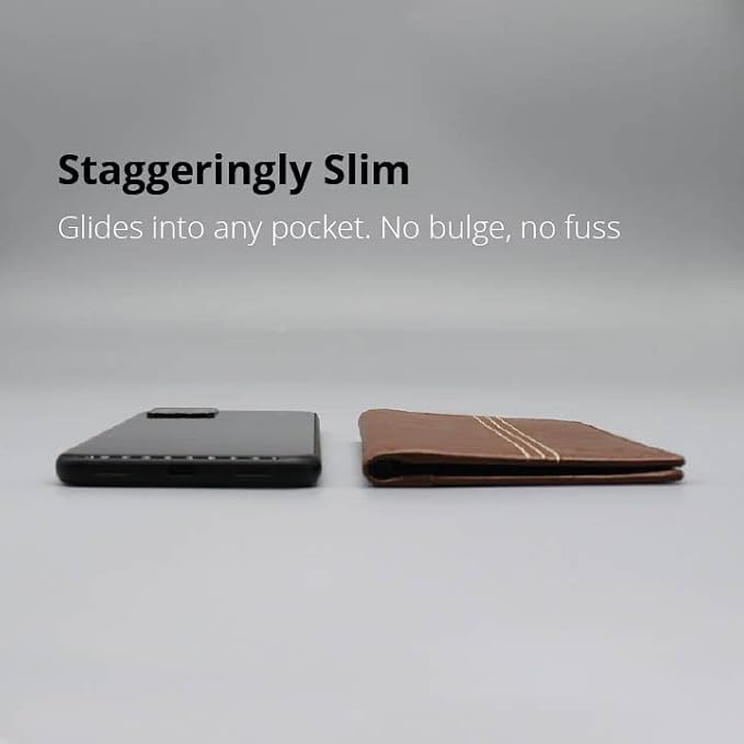 Minifold Men's Slim Leather Wallet with RFID Blocking Contactless Handmade, Minimalist and Slim, in Gift Box for Men