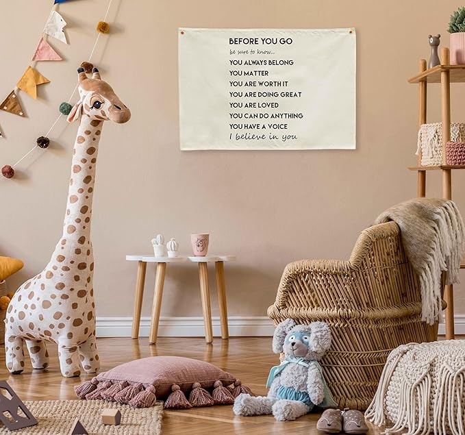 Classroom Wall Flag Decor-Teacher Gift-Inspirational Back to School Wall Banner Decor-Before You Go-Hanging Rectangular Canvas Banner for Classroom Teacher Office Reading Corner-28.5x20 In