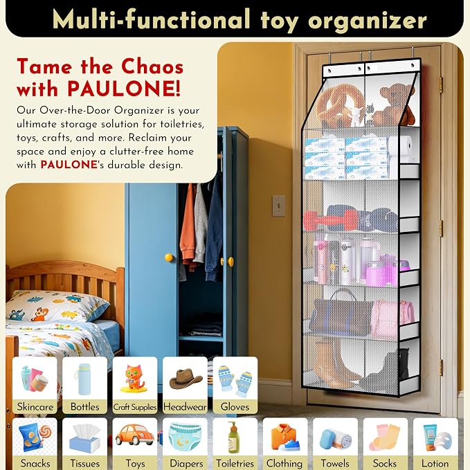 PAULONE 6-Tier Over The Door Shoe Organizer, 71" Hanging Shoe Rack with 2-Size Deep Pockets, 98 lbs Sag-Proof Capacity for Closet Entryway RV