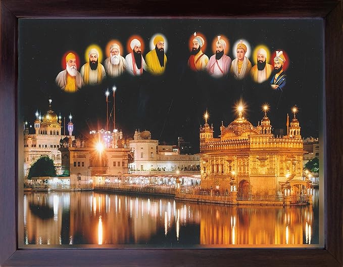 Lord Sikh Guru poster print with frame for Home Decor and Gifting Purpose (229-136)