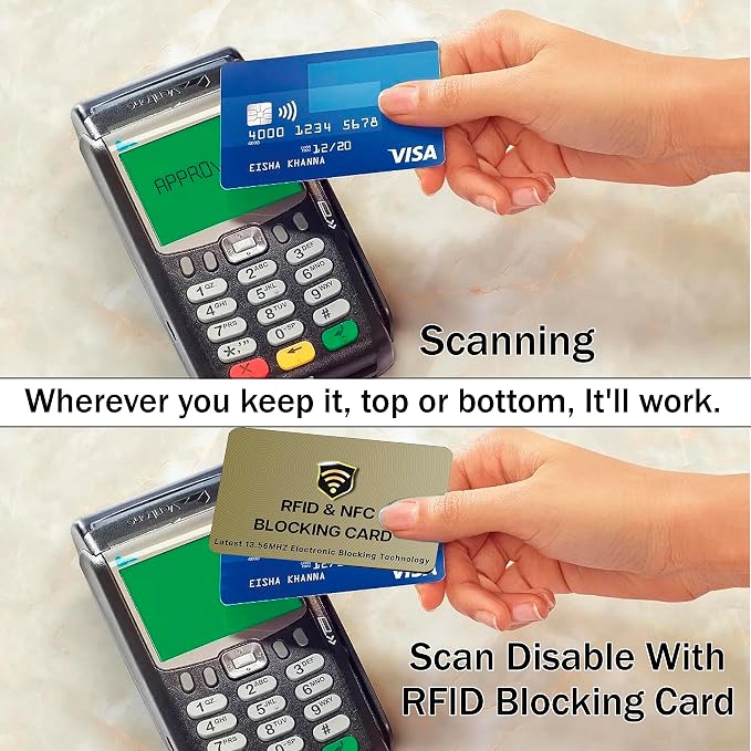 SaiTech IT 2 Pack RFID Blocking Card for Credit Debit ID Card, Golden | Slim Anti-Theft Contactless NFC RFID Blocker Protector, Easily Fit into Wallet and Purse, for Men & Women