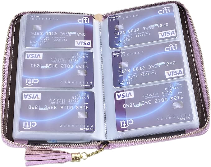 Easyoulife Credit Card Holder Wallet Womens Zipper Leather Case Purse RFID Blocking