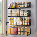 Mystozer 4 Pack Magnetic Spice Rack for Refrigerator, Magnetic Shelf Fridge Organizer for Kitchen Storage, Black