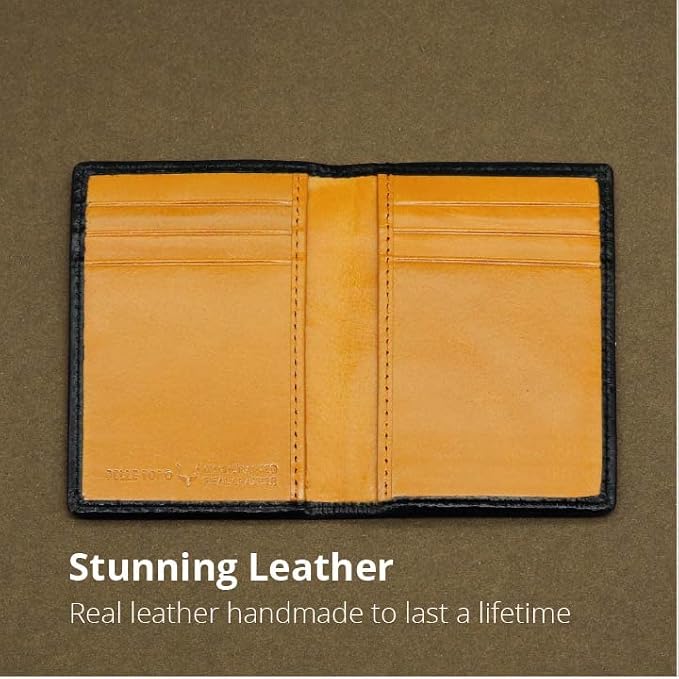 Minifold Men's Slim Leather Wallet with RFID Blocking Contactless Handmade, Minimalist and Slim, in Gift Box for Men