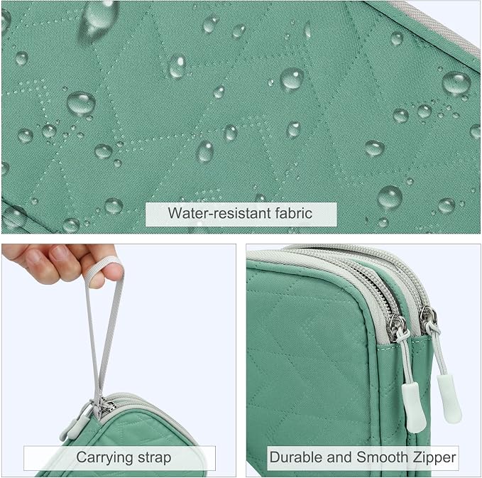 FYY Electronic Organizer, Travel Cable Organizer Bag Pouch Electronic Accessories Carry Case Portable Waterproof Double Layers All-in-One Storage Bag for Cable, Cord, Charger, Phone, Pattern Green (M)