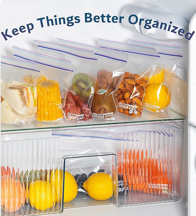 Freezer & Double Zipper Food Storage Bags, Double Combo Pack, Quart and Gallon Sizes, BPA-Free, Heavy Duty (Freezer and Regular)