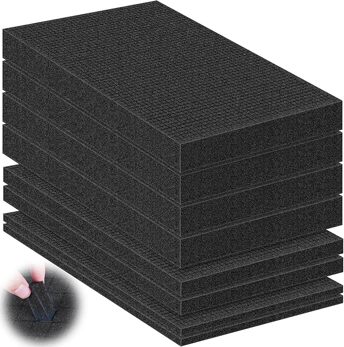 8 Pcs Pick and Pluck Foam Sheets 3 Size Polyurethane Pick Apart Foam Inserts Pads with Bottom Use for Camera Case, Tool Box, Storage Drawer (4P 16" x 12" x 2", 2P 16" x 12" x 1", 2P 16" x 12" x 0.4")