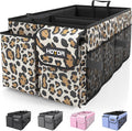 HOTOR Trunk Organizer - Car Organizer, Foldable Trunk organizer for SUVs & Sedans, Sturdy Car Organization for Car Accessories, Tools, Sundries, Leopard, 2 Compartments, 21.3"×12.6"×10.6"