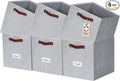 DECOMOMO Storage Cubes, 13x13x13 Storage Cube Bins with Labels, Fabric Organizer Bins (13" / 6pcs, Light Texture Grey)