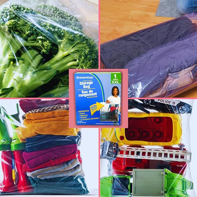 (3) Heavy Duty Storage Bags XXL Moving Traveling Clothing Bedding 2 FT x 20 IN Handles Zip Seal Organization Reusable