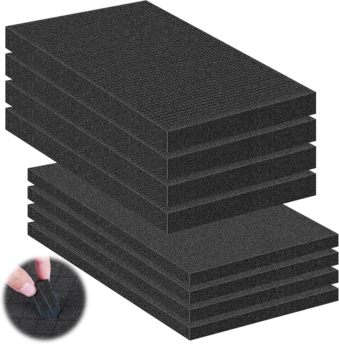 MYFAMIREA 8 Pcs Pick and Pluck Foam Sheets 2 Size Polyurethane Apart Foam Inserts Pads with Bottom Use for Camera, Interlocking Case, Tool Box, Storage Drawer(4P 16" x 12" x 0.8", 4P 16" x 12" x 0.4")