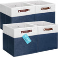 OrganiHaus 13x13 Cube Storage Bins, Set of 4 - Fabric Storage Cubes | Sturdy, holds its shape; odor-free; fits IKEA Kallax and Expedit; vegan leather handles