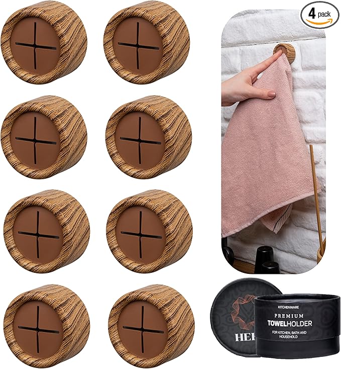 HEFA Towel Hooks - Dish, Hand & Kitchen Towel Holder - Eco-Friendly 8-Pack