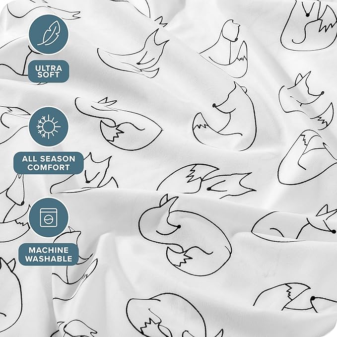Bare Home Queen - Christmas Sheet Set - Luxury 1800 Ultra - Double Brushed Soft Microfiber - Deep Pockets - Easy Fit - 4 Piece Set - Holiday Bed Sheets (Queen, Feelin' Foxy)