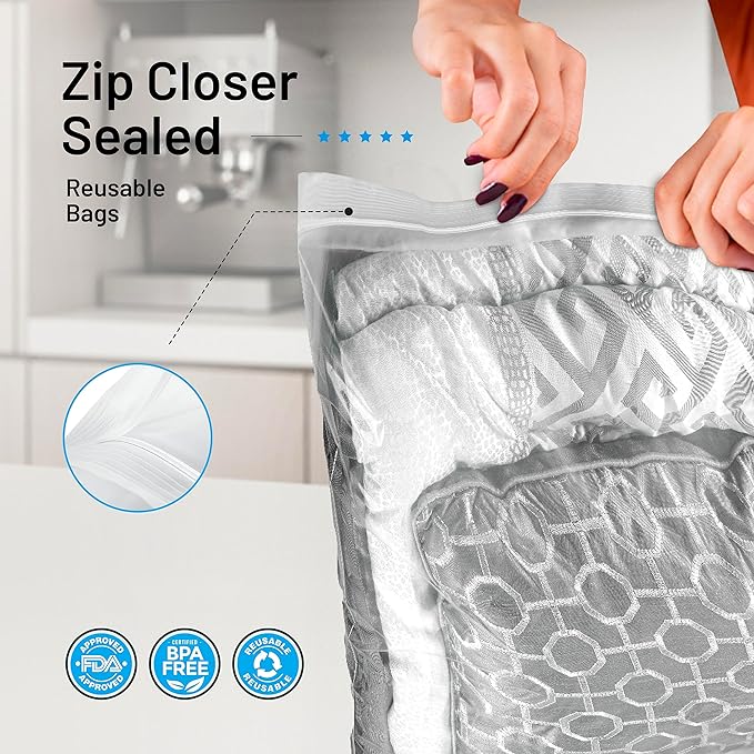 12 Count - Large Plastic Bags With Zipper Top, 20 Gallon Size 24" x 32", Extra Large Storage Bags, For Clothes, Travel, Moving, BPA-Free, Heavy Duty 3-Mil Thick