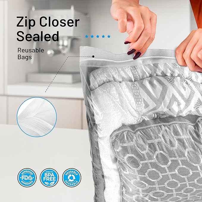15 Count - Large Storage Bags With Zipper Top, 10 Gallon Size 24" x 24", Extra Large Plastic, For Clothes, Travel, Moving, BPA-Free, Heavy Duty 3-Mil Thick
