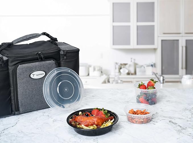 Glotoch Round Reusable Meal Prep Containers with Lids, 16 oz, 50 Pack | To Go Food Containers, Microwave, Freezer and Dishwasher Safe, Leak-Resistant, for Salads, Snacks and Portion Control