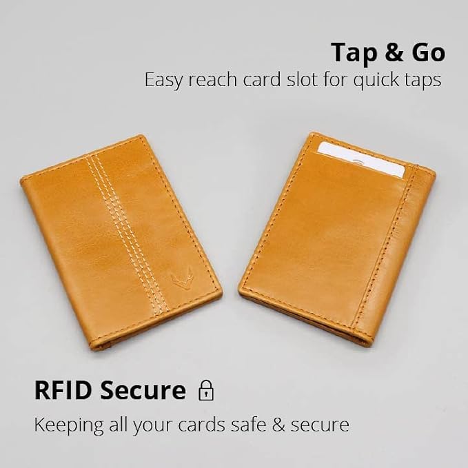 Minifold Men's Slim Leather Wallet with RFID Blocking Contactless Handmade, Minimalist and Slim, in Gift Box for Men