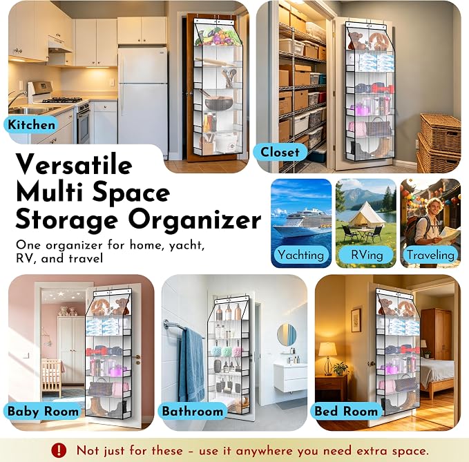 PAULONE 6-Tier Over The Door Shoe Organizer, 71" Hanging Shoe Rack with 2-Size Deep Pockets, 98 lbs Sag-Proof Capacity for Closet Entryway RV
