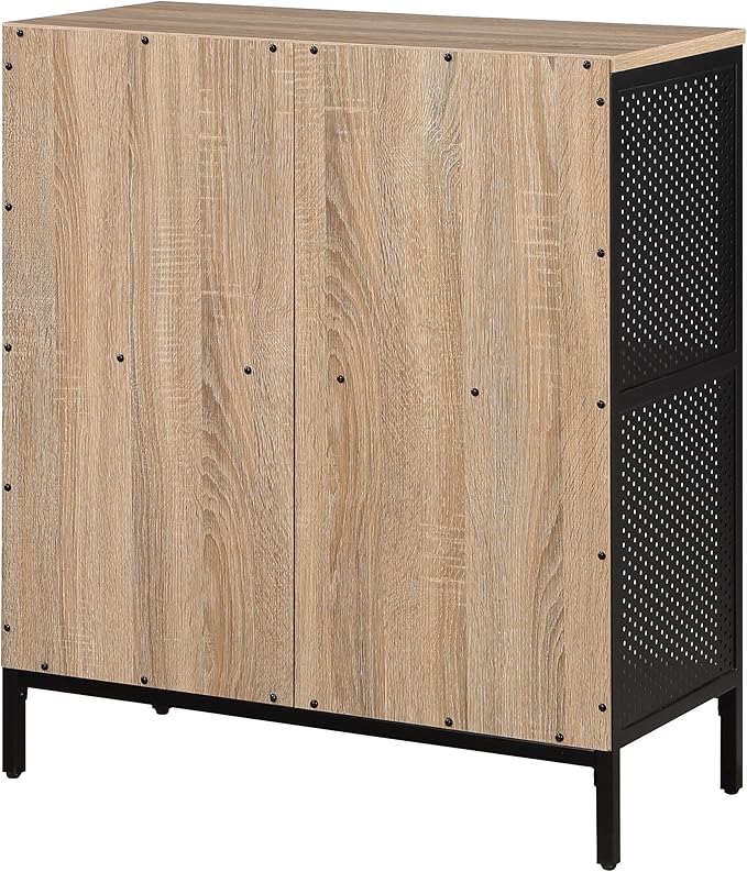 OSP Home Furnishings Ace Contemporary Modern Storage Bookcase with Shelves, 2- Shelves, 4 Cubes, River Oak Finish