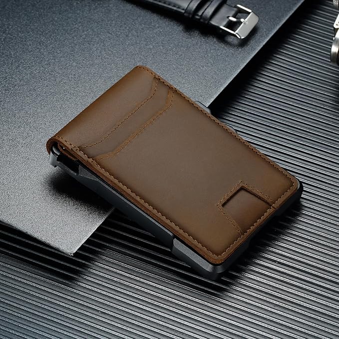 furid Genuine Leather Wallet for Men: Slim RFID Smart Minimalist Wallet | Credit Card Holder for Front Pocket wallet with Money Clip Full Grain - Gifts for Husband Father on Birthday Anniversary