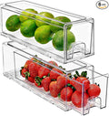 Sorbus Small Clear Acrylic Storage Drawers (2 Pack) - Stackable Plastic Organizer Bins for Fridge, Freezer, Pantry, and Bathroom