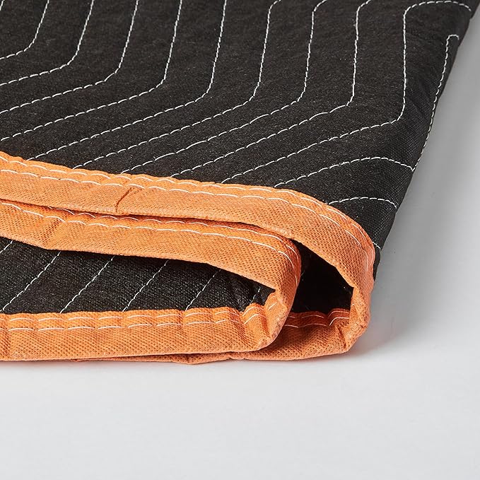 Amazon Basics Reinforced Tear-Resistant Moving Blankets, 72" x 40", Black, 6-Pack