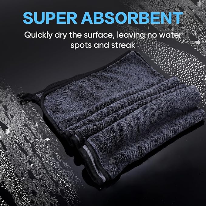 TEAWOO Shiny Wipes Shower Cleaning Cloth, Ultra Absorbent Car Drying Towel, 4 Pack 16 x 24 inch Microfiber Cleaning Cloth for Car, Bath & Househood