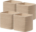 joybest 11inch Cube Storage Bins, Cotton Rope Woven Organizer Basket | Set of 4 Cube Bin Square Shelves Organizer Closet Storage, Nursery, Toy Organization, Brown