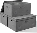 Graciadeco 75 Quarts Extra Large Decorative Storage Bins with Lids, 3 Packs Gray Collapsible Storage Bins with Lids, Stackable Storage Bins Decorative Box Storage With Lid Extra Large