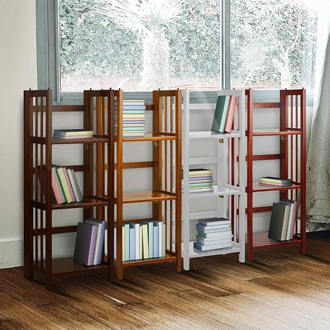 Casual Home Narrow 3-Shelf Folding Bookcase, 14" Wide, Walnut