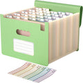 ABC life 26 Pockets Accordion File Organizer, High Capacity Expanding File Folder for Letter A4 Size, Portable Document Holder with A-Z Tabs for Tax Receipt, Teacher & Home Office - Meadow Green