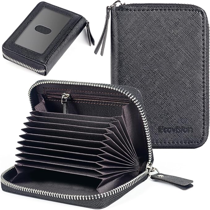 Credit Card Wallet, RFID Card Case Wallet, Zipper Card Cases Holder for Men Women, RFID Blocking, KeyChain Wallet, Compact Size Card Organizer Case for Women
