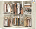 Unikito 108” Corner Closet System, 3-Piece L-Shaped Closet Organizer with 2 Closet Towers and 1 Corner Unit, Heavy Duty Wood Garment Rack with 6 Hanging Rods, Freestanding Walk-in Wardrobe, White Oak