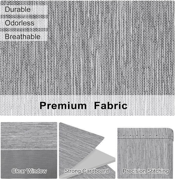 WUIKE Closet Storage Bins with Clear Window, Fabric Organizer Baskets with Handles, Foldable Linen Closet Organizers and Storage for Shelves, Light Gray, Large, 3 Pack