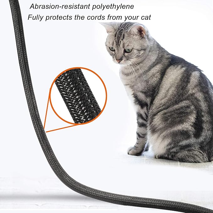 Cable Management Sleeve, Split Design, 10FT - 1.25 Inch, Black | Cord Protectors from Pets | Heat & Abrasion Resistant Wire Loom | Automotive Wiring & Home Office Cable Organization