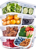 Prep Naturals 5 Pack 36oz Glass Meal Prep Containers - 2 Compartments | 2-Compartment Borosilicate Glass Meal Prep Containers - Airtight Lids, Microwave, Oven & Freezer Safe (5-Pack, 36 oz)