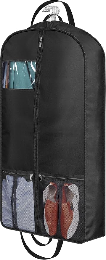 MISSLO 43" Heavy Duty Garment Bags for Travel 6" Gusseted Suit Bags for Closet Storage 4 Handles Hanging Clothes Bag with Pocket Mens Suit Cover for Shirts, Coats, Dresses