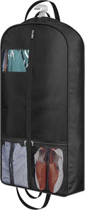 MISSLO 43" Heavy Duty Garment Bags for Travel 6" Gusseted Suit Bags for Closet Storage 4 Handles Hanging Clothes Bag with Pocket Mens Suit Cover for Shirts, Coats, Dresses