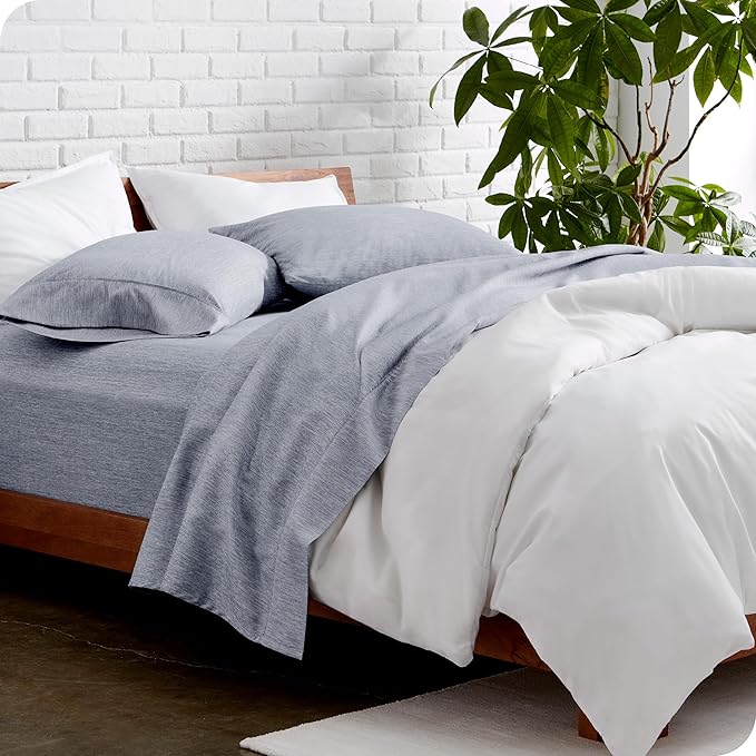 Bare Home King Sheet Set - Luxury 1800 Ultra-Soft Microfiber Double Brushed - Deep Pockets - Easy Fit - 4 Piece Set - Bedding Sheets & Pillowcases (King, Heathered Blueberry)