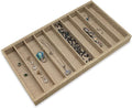 The Display Guys - Stackable Jewelry Tray and Organizer - for Drawers, Dressers, Store Display (10 Compartments, Beige Burlap)