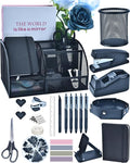 Black Desk Accessories, 24Pcs Office Supplies and Desk Organizers, with Tape Dispenser, Stapler, Staple Remover, Ect, Gift Box Packaging