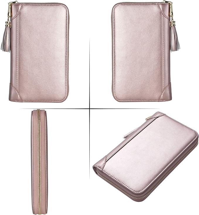 Easyoulife Credit Card Holder Wallet Womens Zipper Leather Case Purse RFID Blocking
