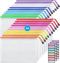 JARLINK 20 Pack 10 Colors Zipper Mesh Document Pouch, Letter Size/A4 Size, Plastic Water-Resistant File Bags, for School Office Supplies Cosmetics Travel Storage, Assorted Color